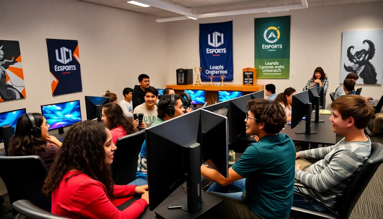 diverse students engaged in an esports competition at UCI.